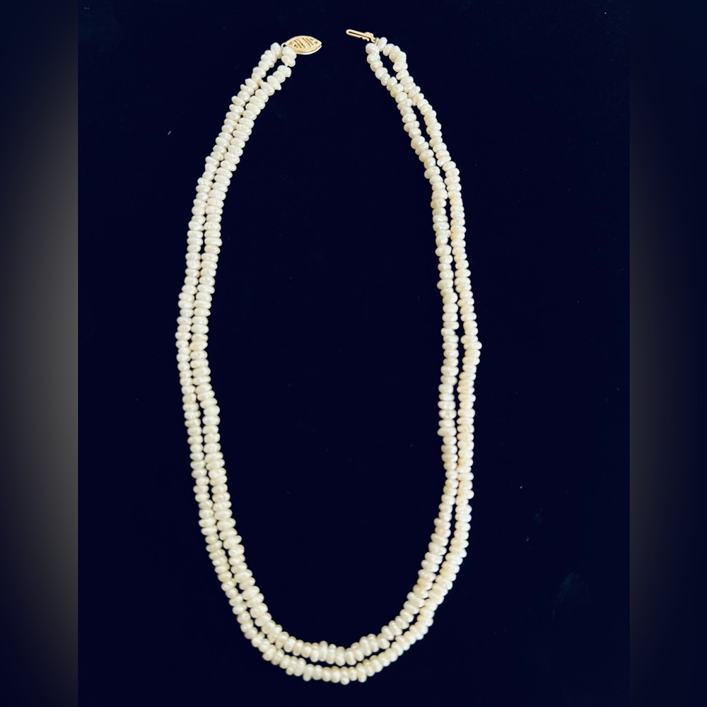 Fresh Water Small  2 Strand Women’s Pearls 14KT Clasp Necklace